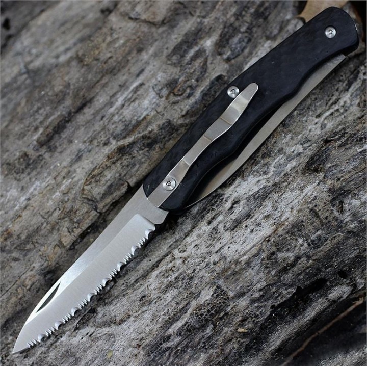 Couteau Cold Steel Lucky Gentleman Acier CTS XHP Manche Fibre de Carbone Italy CS54VPN - Livraison Gratuite