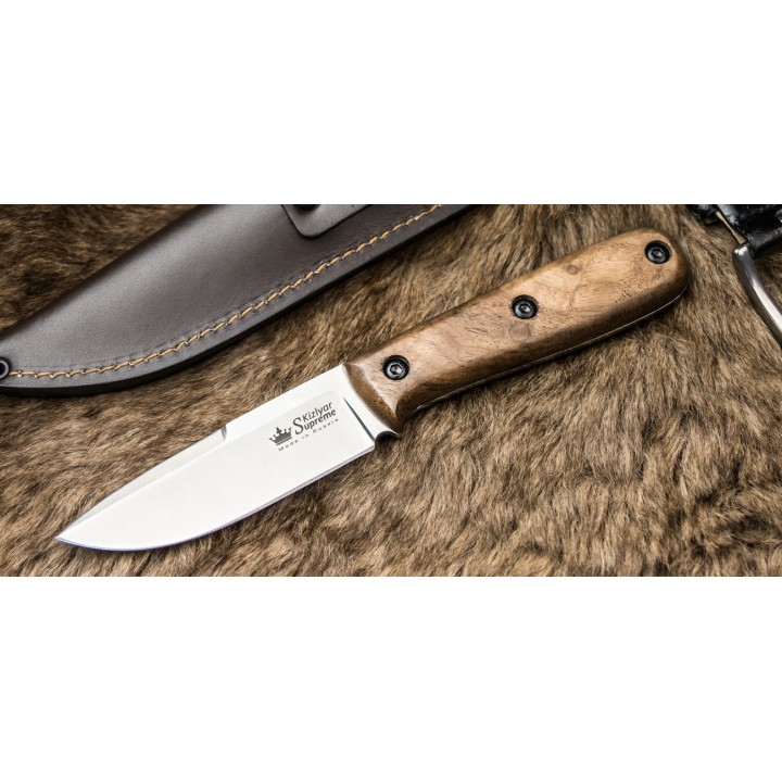 Couteau Kizlyar Colada Bowie Acier AUS-8 Manche Bois Etui Cuir Made In Russia KK0113 - Livraison Gratuite