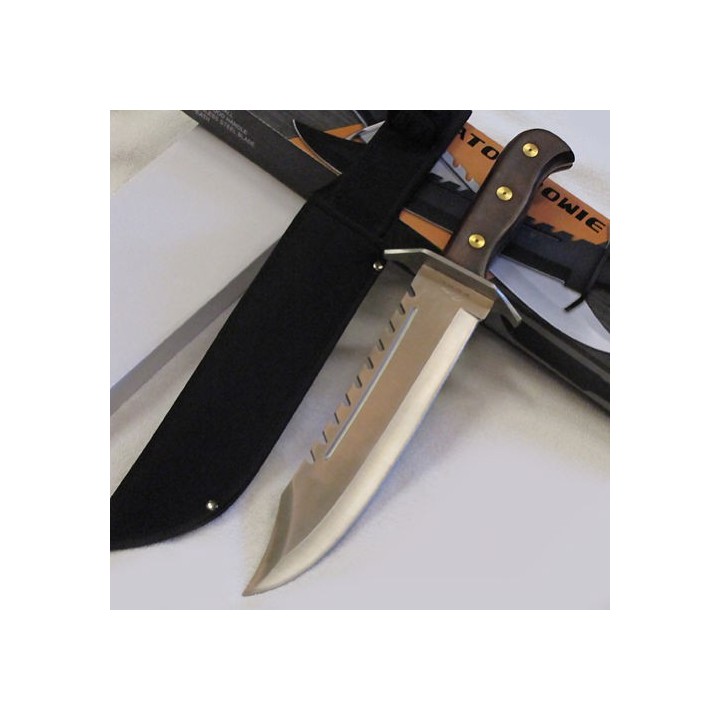 Couteau de Survie Gator Bowie Acier Carbone/Inox Manche Bois Etui Nylon CN211204SL - Livraison Gratuite
