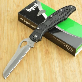 Couteau Spyderco Byrd Cara Cara 2 Rescue Lame Acier 8Cr13MoV Serrated Manche FRN BY17SBK2 - Livraison Gratuite
