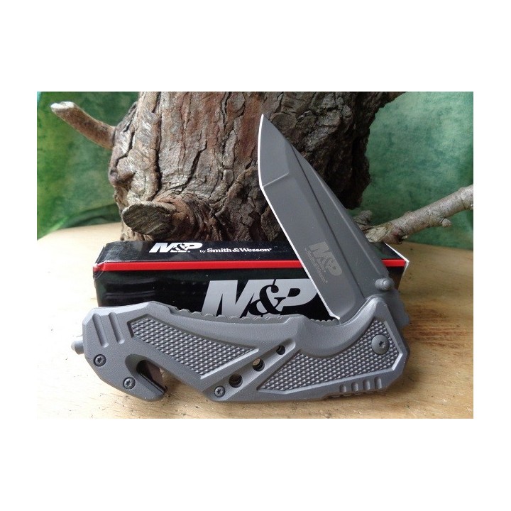 Couteau Smith&Wesson Military & Police Tanto Acier 7Cr17Mov Manche Alu Brise Vitres SWMP11G - Livraison Gratuite