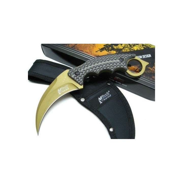 Couteau Karambit MTECH XTREME Acier Carbone/Inox 5mm Epaisseur Manche G-10 Etui Nylon MTX8140BN - Livraison Gratuite