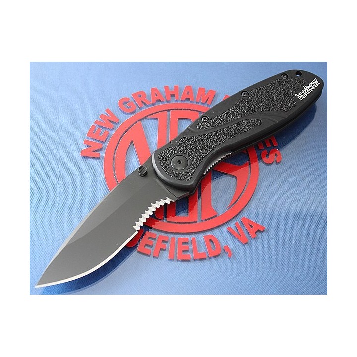 Couteau Kershaw Blur Tactical A/O Acier 14C28N Serr Manche 6061-T6 Made USA KS1670GBBLKST - Livraison Gratuite 
