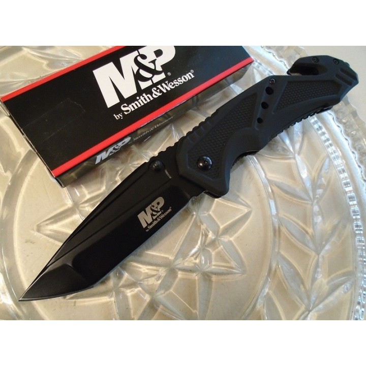 Couteau Smith&Wesson Military & Police Tanto Acier 7Cr17Mov Manche Alu Brise Vitres SWMP11B - Livraison Gratuite