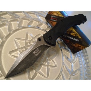 Couteau Mtech Military A/O Lame Acier 440C Stonewash Manche Black G-10 MTXA840BK - Livraison Gratuite