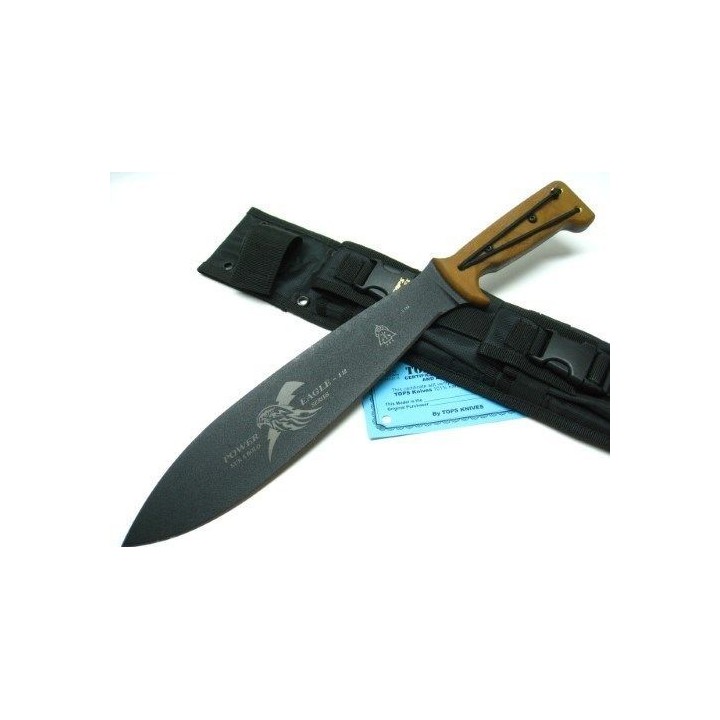Couteau Machette TOPS Power Eagle Acier 5160 Manche Micarta Etui Nylon Made USA TPPE12 - Livraison Gratuite