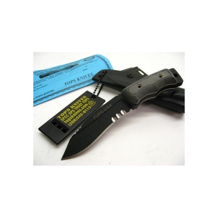 Couteau Tops Mini Eagle XX Acier Carbone 1095 Manche Micarta Etui Kydex Made In USA TPMINE01 - Livraison Gratuite