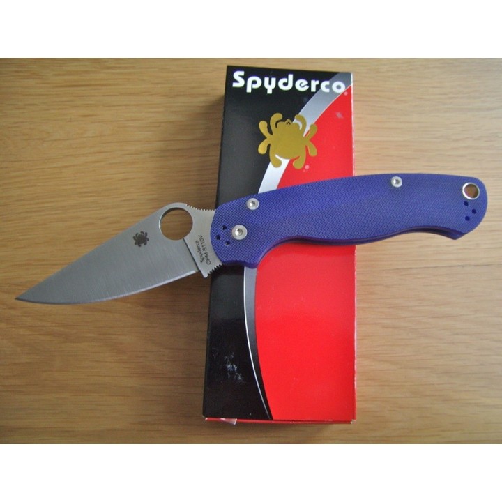 Couteau Spyderco Para-Military 2 Lame Acier CPM-S110V Manche Dark Blue G-10 Made In USA SC81GPDBL2 - Livraison Gratuite 