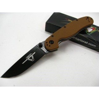 Couteau Ontario Rat II Lame Acier AUS-8 Black Manche FRN Coyote Brown ON8861CB - Livraison Gratuite