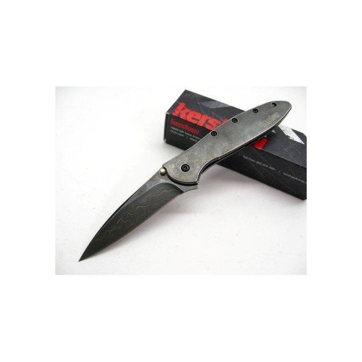Couteau Kershaw Leek A/O BlackWash Acier D2 Manche Acier Made In USA  KS1660CBBW - Livraison Gratuite