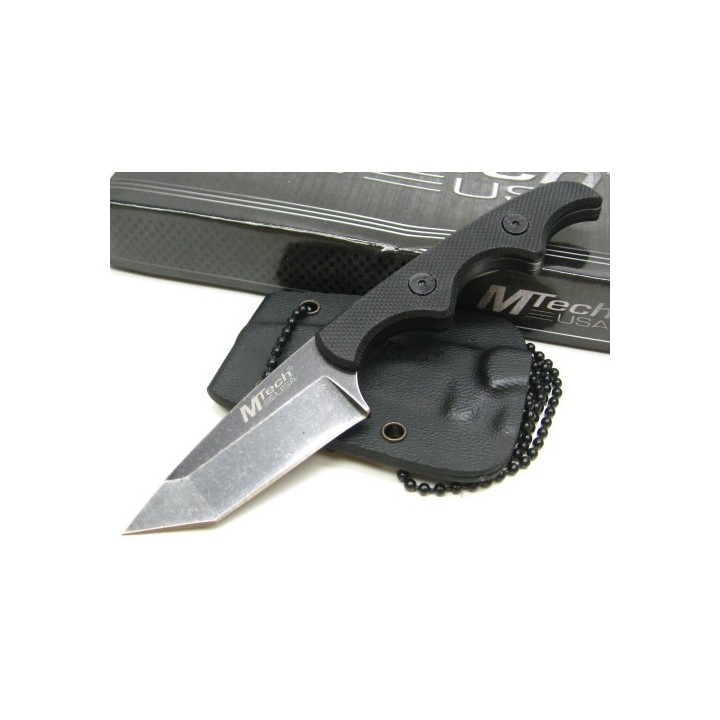 Lot de 3 Couteau de Cou MTech Neck Lame Acier Inox Stonewash Manche G-10 Etui Kydex MT673 - Livraison Gratuite