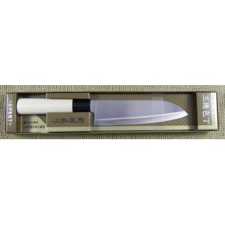 Couteau de Cuisine Japonais Santoku Lame Acier Carbone/Inox Manche Bois Made Japan DCIHH01 - Livraison Gratuite