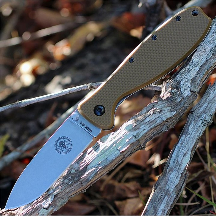 Couteau Esee Zancudo Coyote Brown Lame Acier D2 Manche FRN Framelock BRKR2CB - Livraison Gratuite