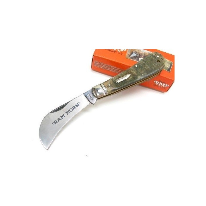 Couteau Serpette Vendange Vannerie Acier Carbone/Inox Manche Corne Bélier MR364 - Livraison Gratuite