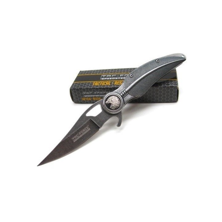 Couteau Tac-Force Stonewash A/O Lame Acier Inox Manche Alu Forme Plume TF904 - Livraison Gratuite