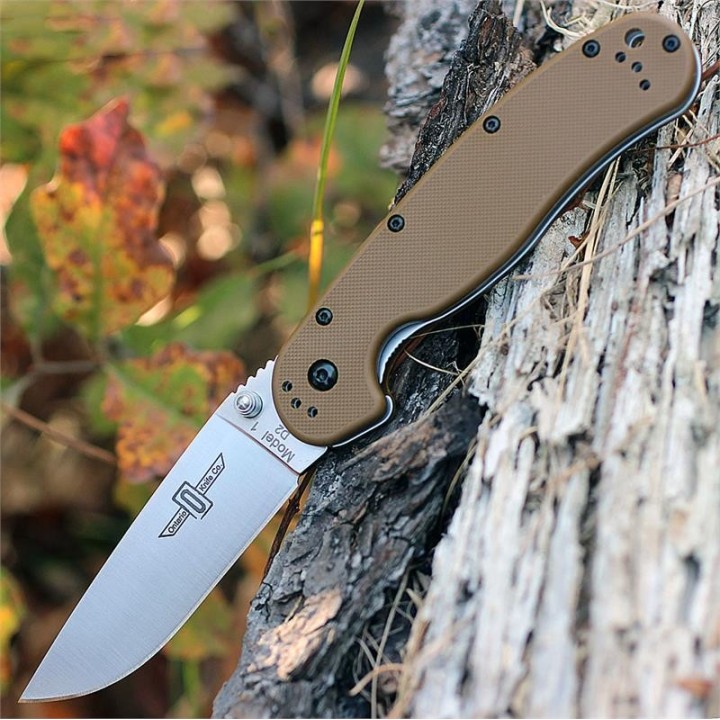 Couteau Ontario RAT1 D2 Lame Acier D2 Manche FRN Coyote Brown Linerlock ON8867CB - Livraison Gratuite