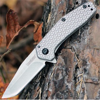 Couteau Kershaw Cathode Tanto A/O Lame Acier 4Cr14 Manche Métal Framelock KS1324 - Livraison Gratuite