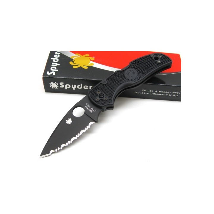 Couteau Spyderco Native 5 Lame Acier CPM-S35VN Serr Black Manche FRN Lockback Made In USA SC41SBBK5 - Livraison Gratuite