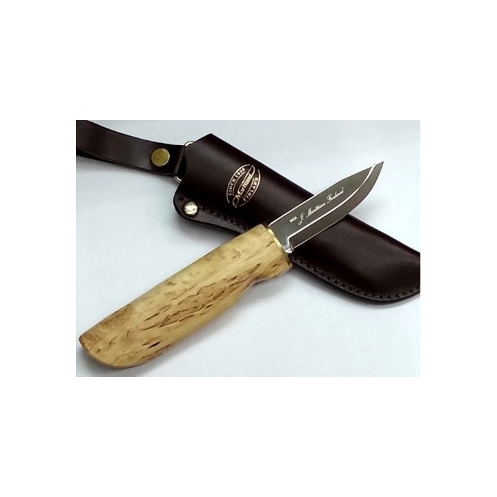 Couteau Marttiini New Handy Lame Carbone Manche Bois Etui Cuir Made In Finland MN511017 - Livraison Gratuite