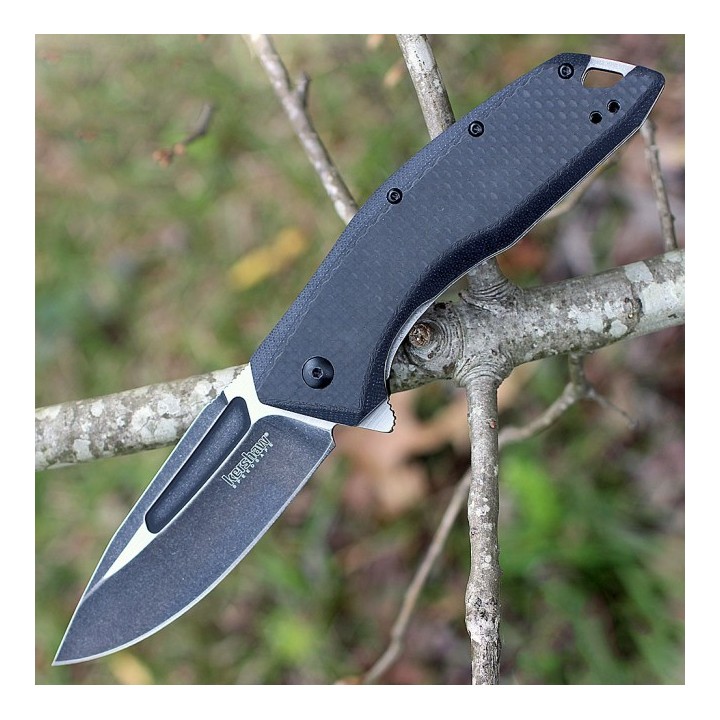 Couteau Kershaw Flourish A/O Lame Acier 8Cr13MoV Manche G10/Fibre Carbone KS3935 - Livraison Gratuite