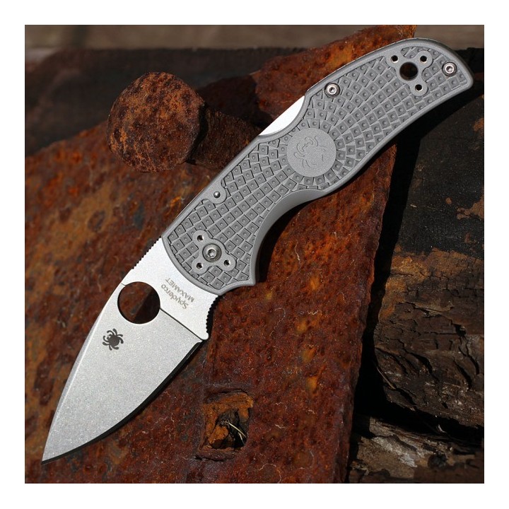 Couteau Spyderco Native 5 Lightweight Micro-Melt Maxamet Manche Gray FRN Lockback Made USA SC41PGY5 - Livraison Gratuite