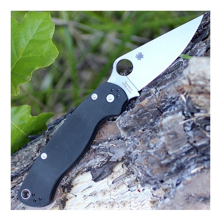 Couteau Spyderco Para Military 2 Left Lame Acier CPM S30V Manche G-10 Made In USA SC81GPLE2 - Livraison Gratuite