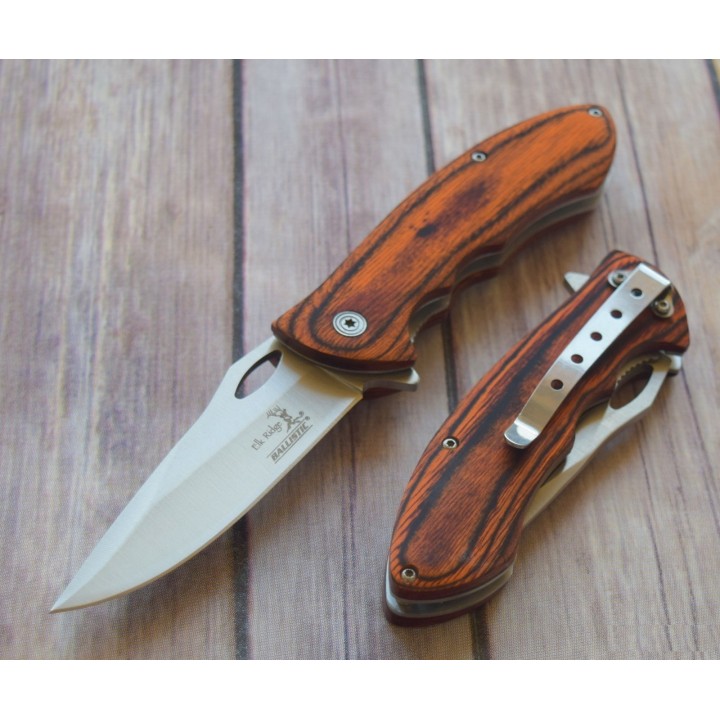 Lot de 3 Couteaux Elk Ridge Brown Pakkawood A/O Acier Carbone/Inox Manche Bois ERA159SW - Livraison Gratuite