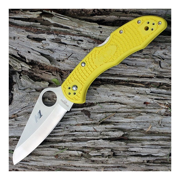 Couteau Spyderco SALT 2 Lame Acier H1 Manche Yellow Backlock Made In Japan SC88PYL2 - Livraison Gratuite