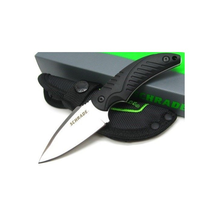 Couteau EDC Schrade Bushcraft Lame Acier 7Cr17MoV Manche TPR Etui Nylon SCHF66 - Livraison Gratuite