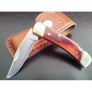 Couteau Schrade Uncle Henry Smoky Acier 7Cr17 Manche Bois Lockback Etui Cuir SCHLB5 - Livraison Gratuite