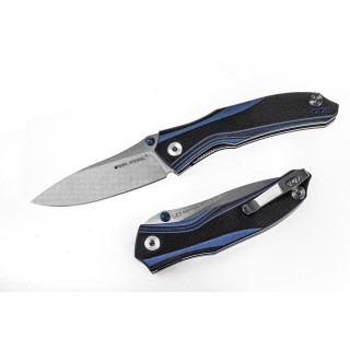 Couteau Real Steel E802 Horus Black/Blue Lame Acier 14C28N Manche G-10 RS7432 - Livraison Gratuite