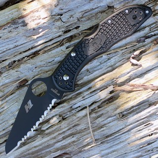 Couteau Spyderco Salt 2 Lightweight Lame Acier H1 Serrated Manche FRN Lockback Made Japan SC88SBBK2 - Livraison Gratuite