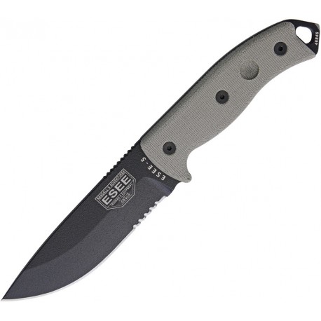 COUTEAU RAT CUTLERY ESEE RC5 - RAT Cutlery RC-5 Black Serrated Knife w/ Kydex Sheath Model RC5SBK