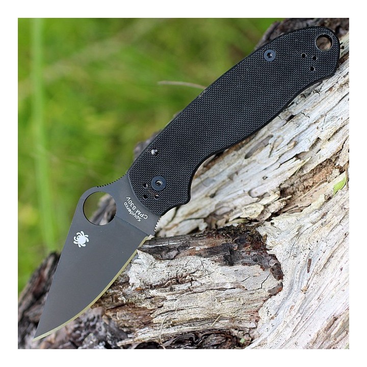 Couteau Spyderco Para Military 3 Black Lame Acier CPM-S30V Manche G-10 Made In USA SC223GPBK - Livraison Gratuite 
