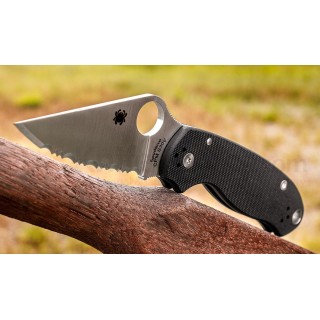Couteau Spyderco Paramilitary 3 Lame Acier S30V Serr Manche G-10 Compression Lock Made In USA SC223GS - Livraison Gratuite