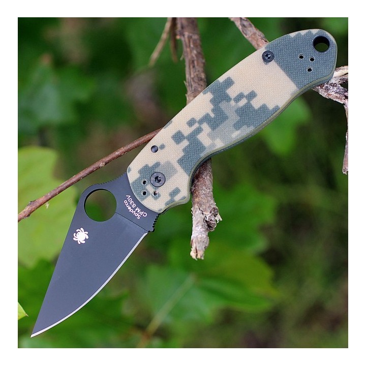Couteau Spyderco Para Military 3 Manche G-10 Digital Camouflage Lame CPM S30V Made USA SC223GPCMOBK - Livraison Gratuite