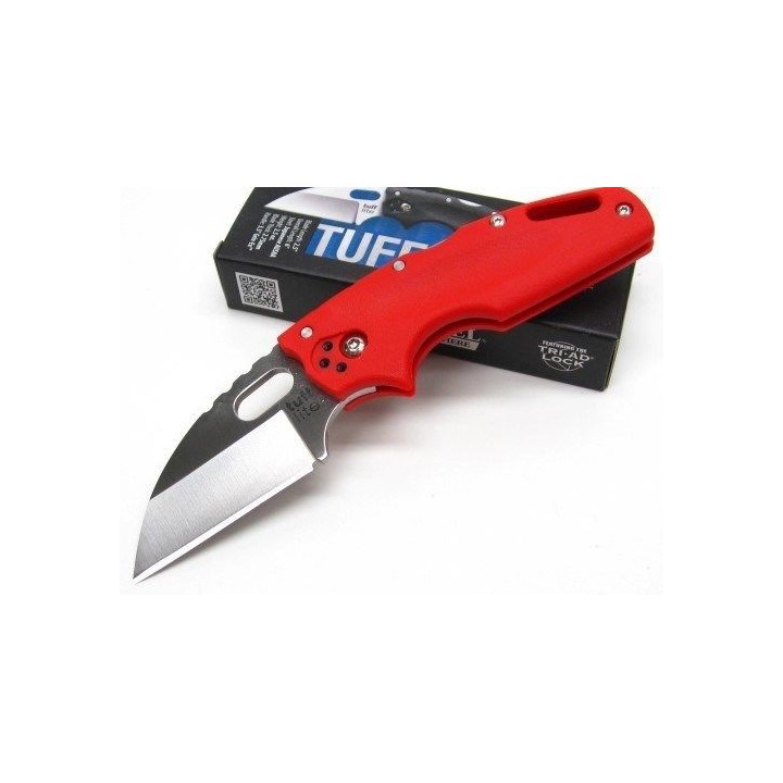 Couteau Cold Steel Tuff Lite Plain Red Lame Acier AUS-8 Manche Griv-Ex Tri Ad Lock CS20LTR - Livraison Gratuite