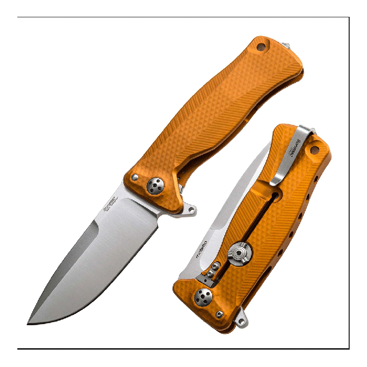 Couteau Lion Steel SR11 Satin Orange Lame Acier Sleipner Manche Aluminium Made Italy LSTSR11AOS - Livraison Gratuite