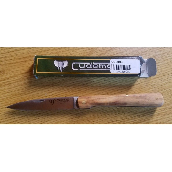 Couteau Vendetta Stiletto Cudeman Lame Acier Vanadium Molybdenum Manche Olive Made In Spain CUD408L - Livraison Gratuite