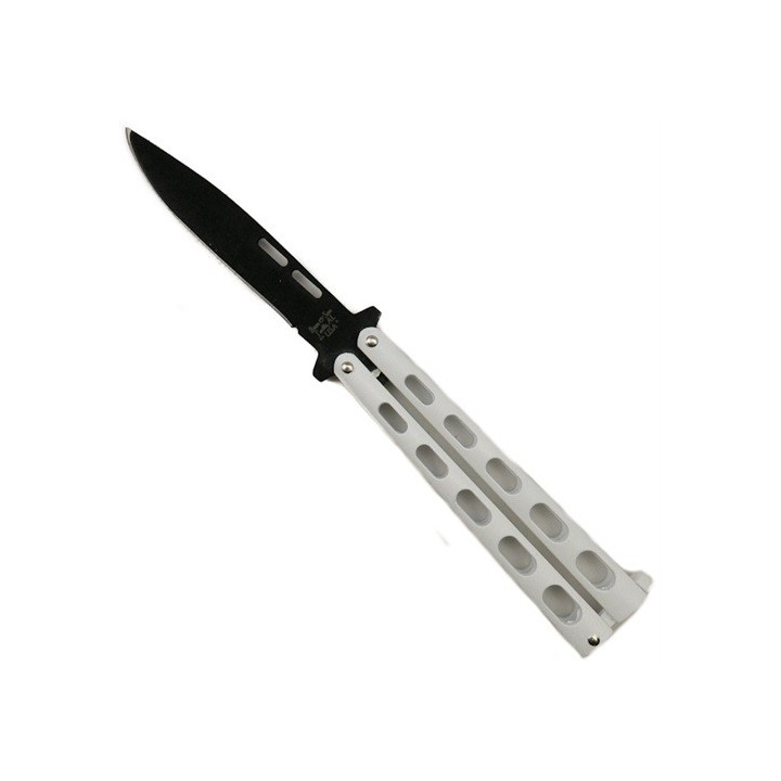 Couteau Papillon Balisong Butterfly Bear & Son Carbon 1095 Manche Zinc Made USA BC115W - Livraison Gratuite
