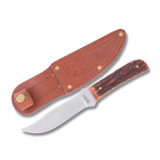 Couteau De Chasse Marbles Stag Bone Lame Acier 440 Manche Os Etui Cuir MR403 - Livraison Gratuite