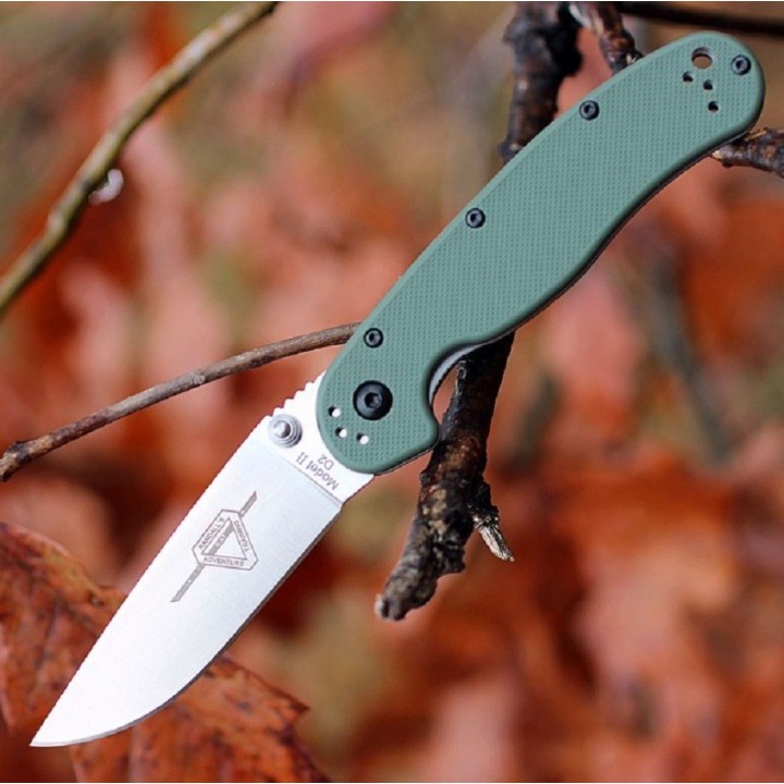 Couteau Ontario Rat II D2 OD Green Manche FRN Lame Acier D2 Linerlock Clip ON8828OD - Livraison Gratuite