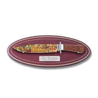 Couteau de Collection Rough Rider Roy Rogers Bowie Lame Acier 440 Manche Bois/Os Plaque Etui Nylon RR1883 - Livraison Gratuite