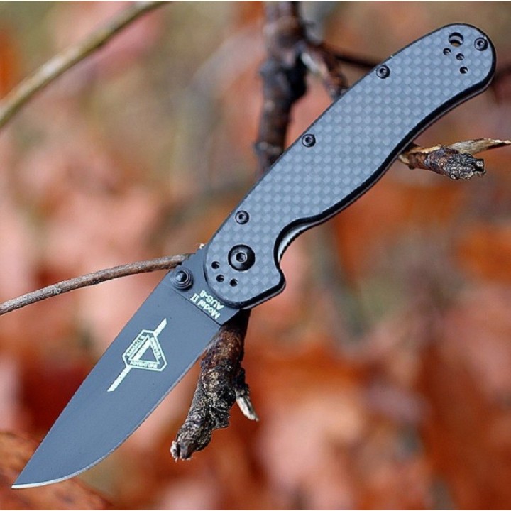 Couteau Ontario RAT II Carbone Fiber Military Lame Acier AUS-8 Manche Fibre de Carbone ON8838 - Livraison Gratuite