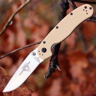 Couteau Ontario Rat II D2 Desert Tan Manche FRN  Lame Acier D2 Linerlock Clip ON8828DT - Livraison Gratuite