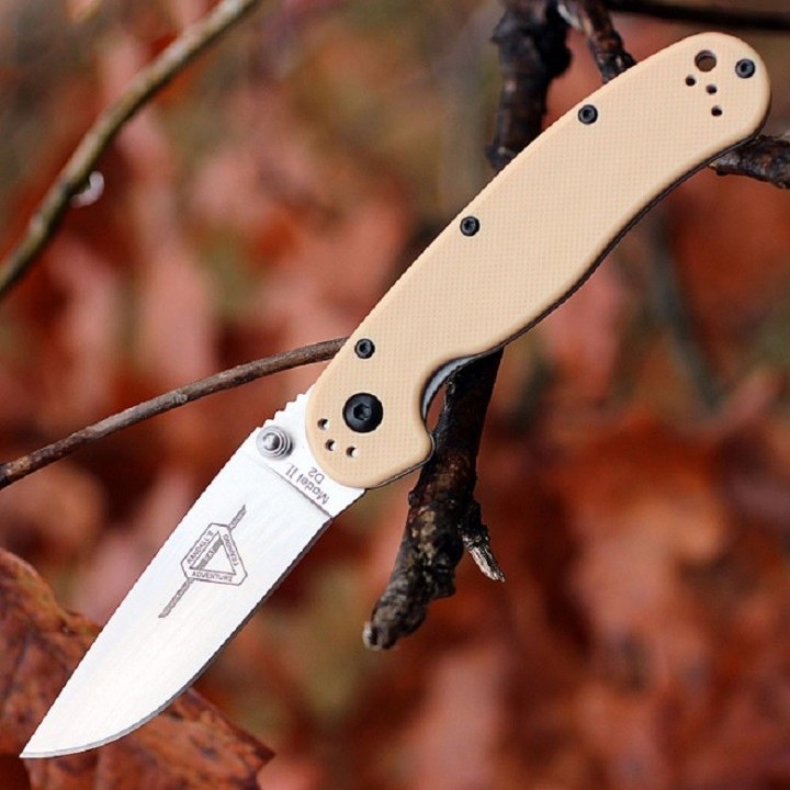 Couteau Ontario Rat II D2 Desert Tan Manche FRN  Lame Acier D2 Linerlock Clip ON8828DT - Livraison Gratuite