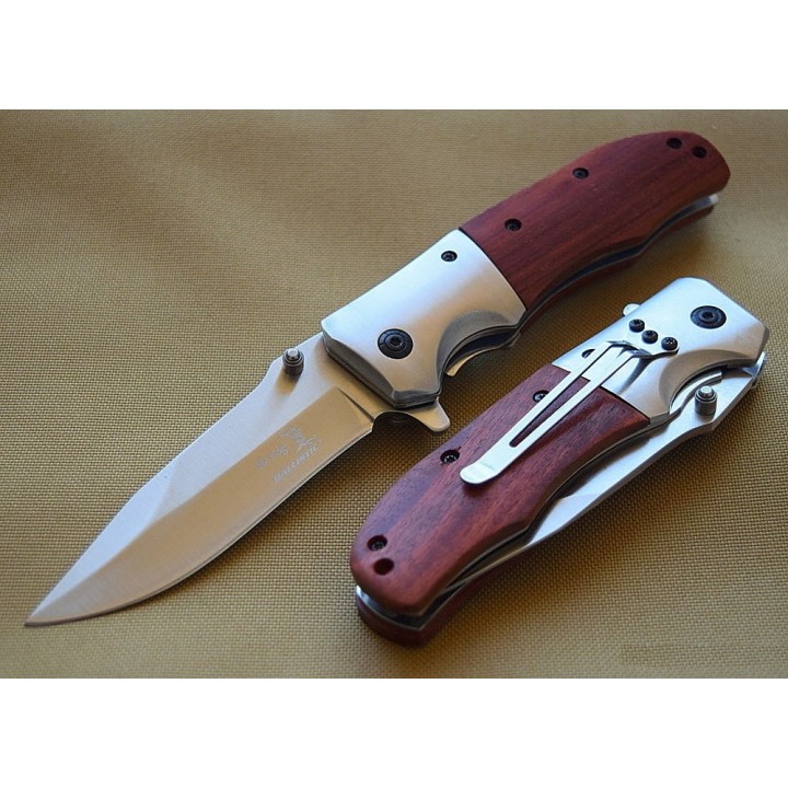 Couteau EDC Gentleman Farmer Elk Ridge A/O Lame Acier Carbone/Inox Manche Bois ERA165NW - Livraison Gratuite