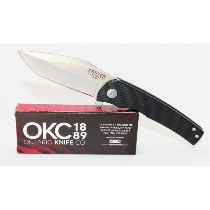 Couteau Ontario Carter Trinity Lame Acier AUS-8 Manche G-10/Titane Framelock ON8877 - Livraison Gratuite