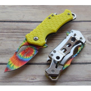 Lot de 2 Couteau Mtech Multicolore Arc En Ciel A/O Manche GFN Yellow Ouvre Bouteilles MTA882TYL - Livraison Gratuite