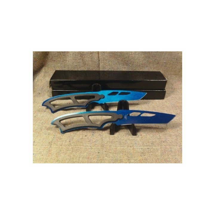 Lot de 4 Couteaux De Cou Tanto Lame Acier/Titane Manche Abs Etui Abs Cordelette CN211430BL - Livraison Gratuite
